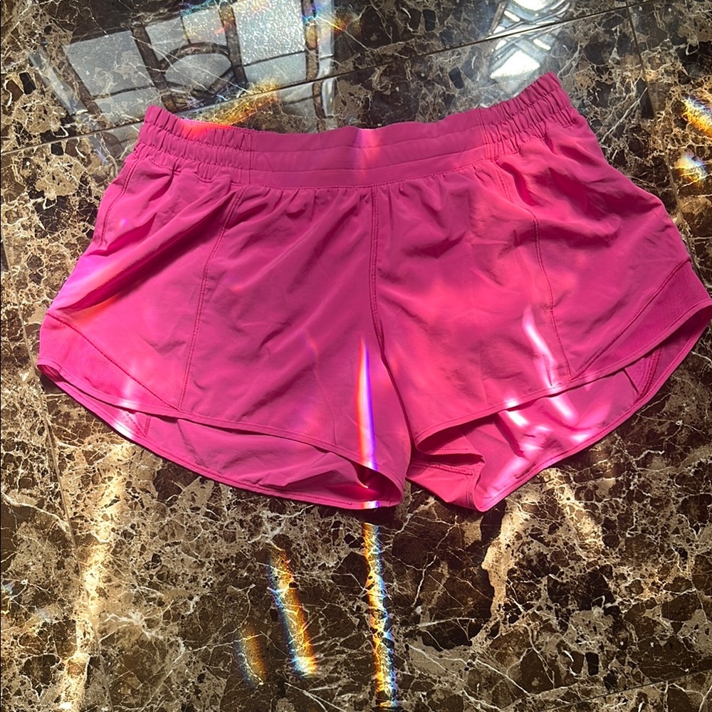 Lululemon Athletica Pink Athletic Shorts with Curved Hem